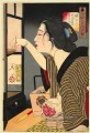 luciendo oscura la apariencia de una esposa durante la era meiji Tsukioka Yoshitoshi japonés